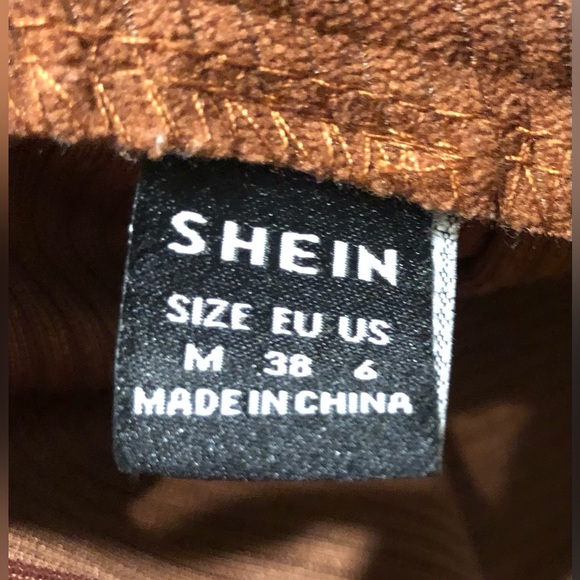 Shein Corduroy Ribbed Brown Mini Skirt With Split Hemline Size Medium NWOT - Picture 8 of 8